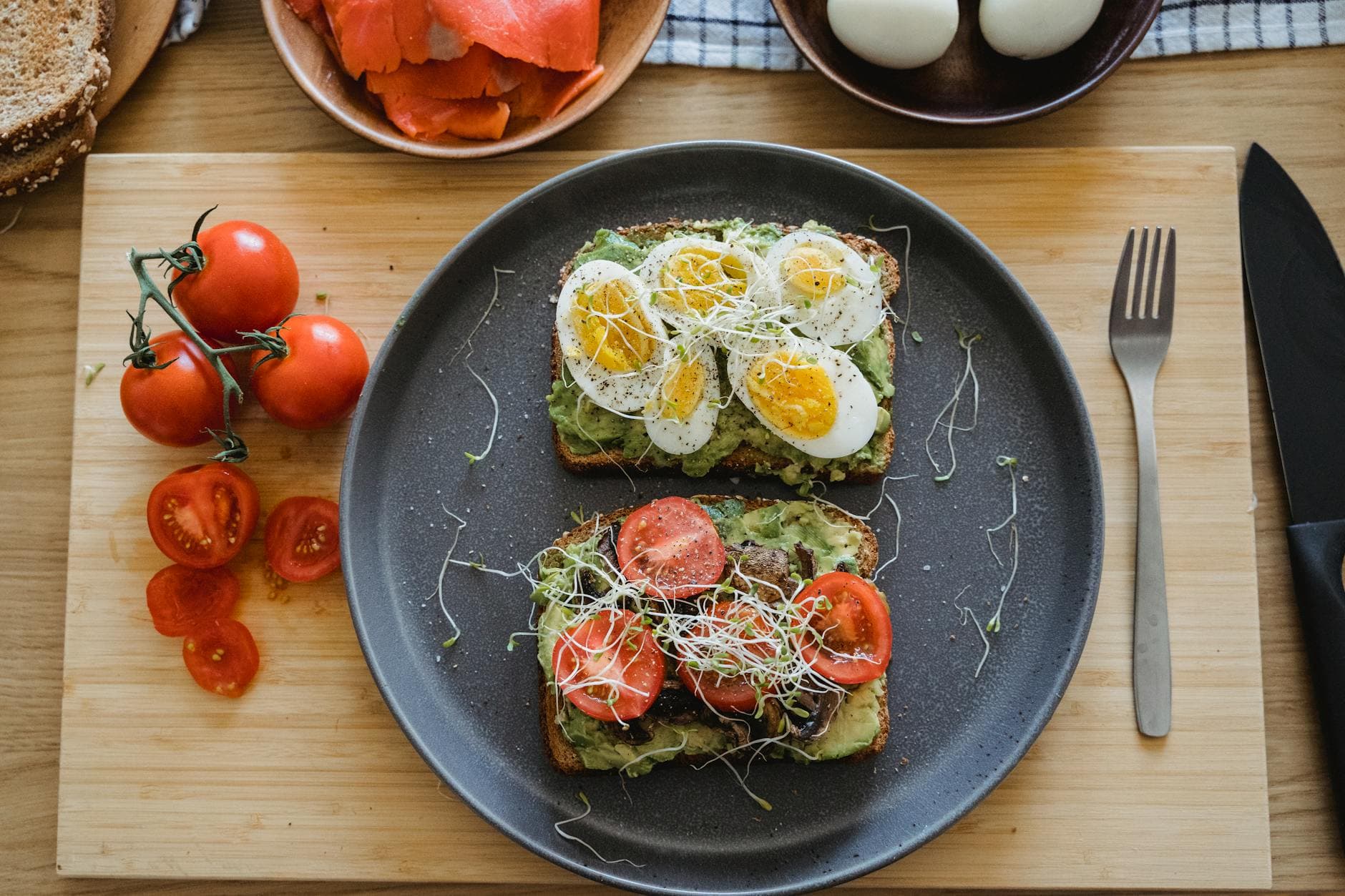 Avocado toast breakfast plate